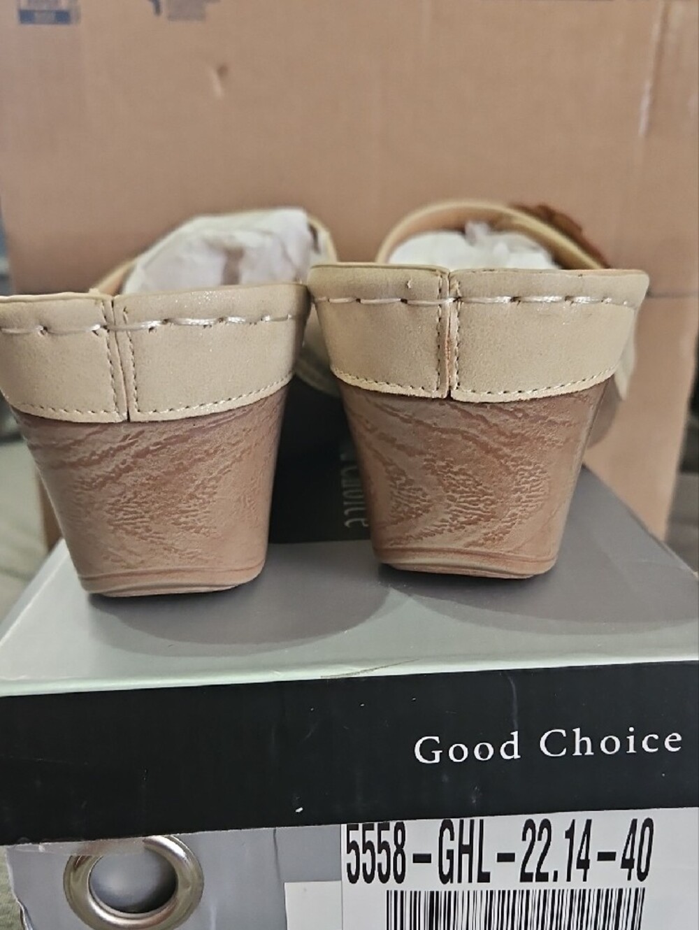 Good Choice Naples Natural Cream Women's Slip-On Mules with Floral Accent - Picture 5 of 5